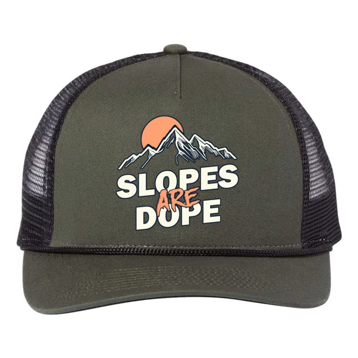 Slopes Are Dope Funny Skiing Retro Rope Trucker Hat Cap