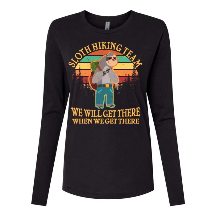 Sloth Hiking Team Womens Cotton Relaxed Long Sleeve T-Shirt