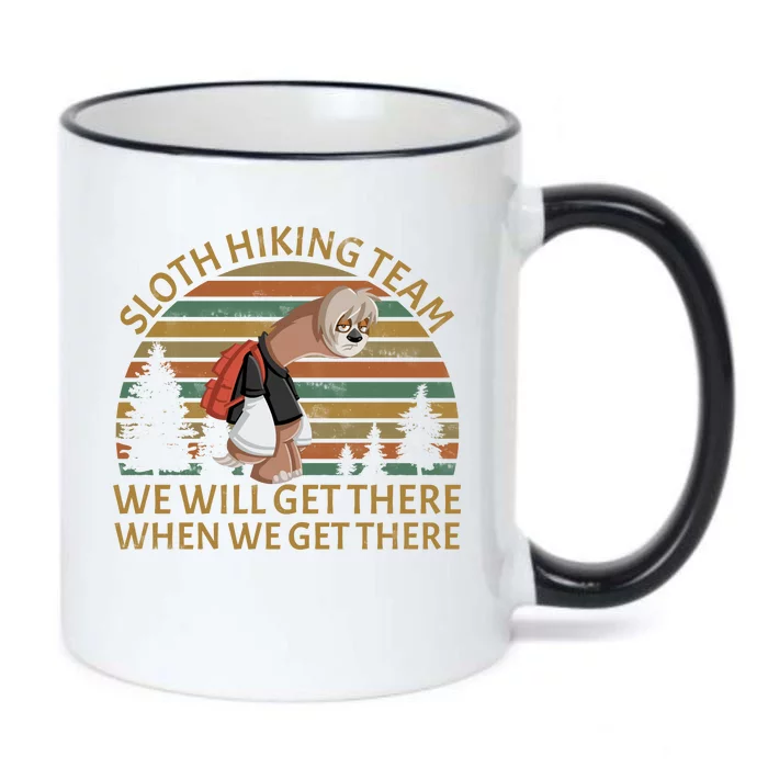 Sloth Hiking Team We Will Get There When We Get There Black Color Changing Mug