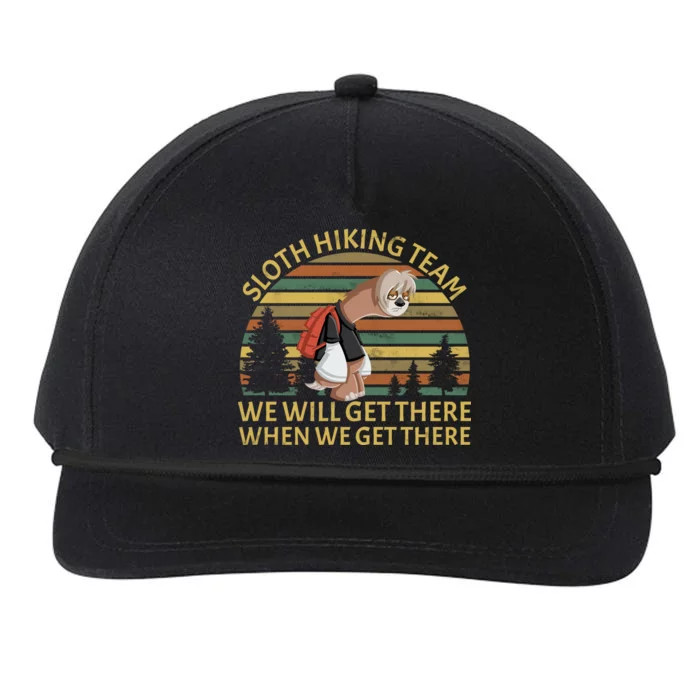 Sloth Hiking Team We Will Get There When We Get There Snapback Five-Panel Rope Hat