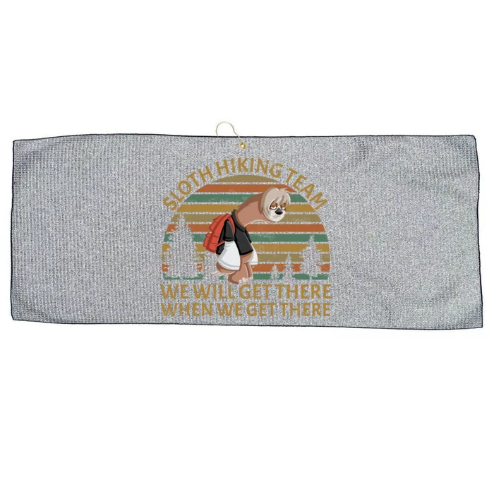 Sloth Hiking Team We Will Get There When We Get There Large Microfiber Waffle Golf Towel