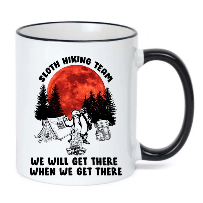 Sloth Hiking Team Will Get We There Funny Camping Black Color Changing Mug