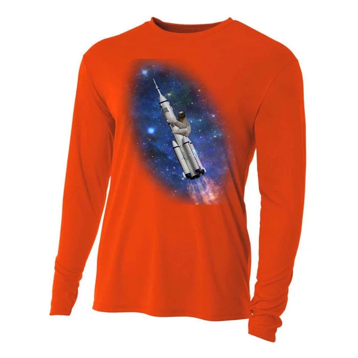 Sloth In Space Rocket ship Cooling Performance Long Sleeve Crew