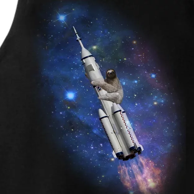 Sloth In Space Rocket ship Ladies Tri-Blend Wicking Tank