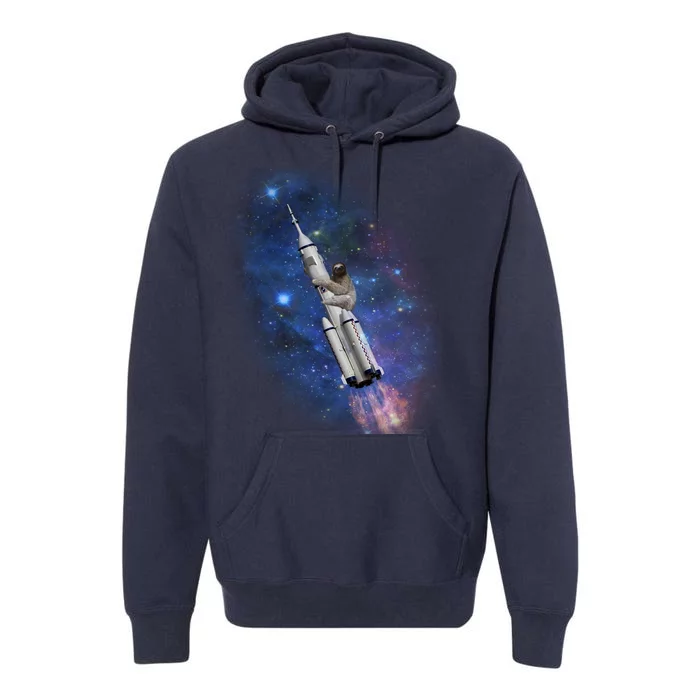 Sloth In Space Rocket ship Premium Hoodie