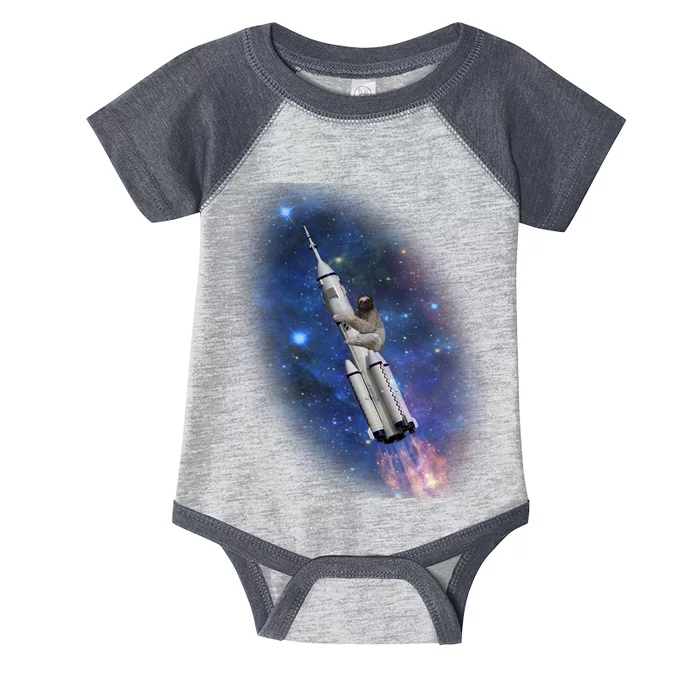 Sloth In Space Rocket ship Infant Baby Jersey Bodysuit