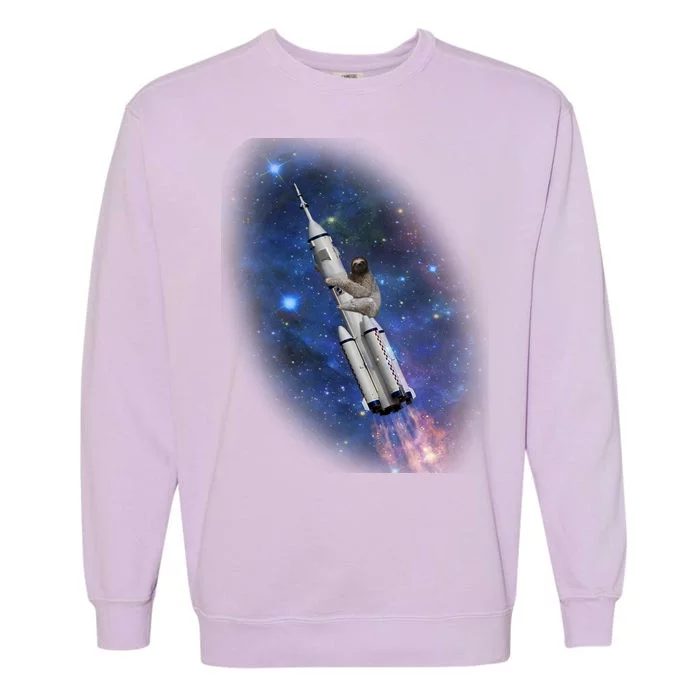 Sloth In Space Rocket ship Garment-Dyed Sweatshirt