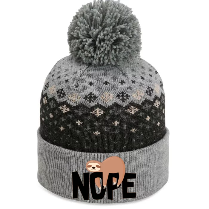 Sloth Nope The Baniff Cuffed Pom Beanie