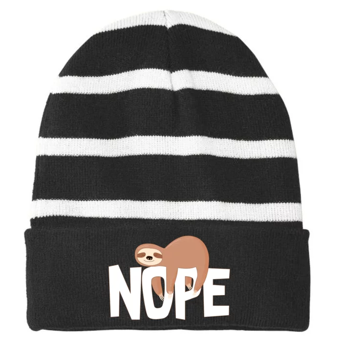 Sloth Nope Striped Beanie with Solid Band