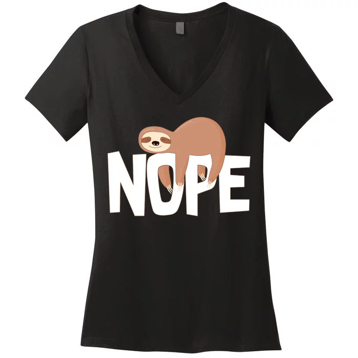 Sloth Nope Women's V-Neck T-Shirt