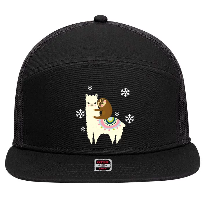 Sloth Riding Llama 7 Panel Mesh Trucker Snapback Hat