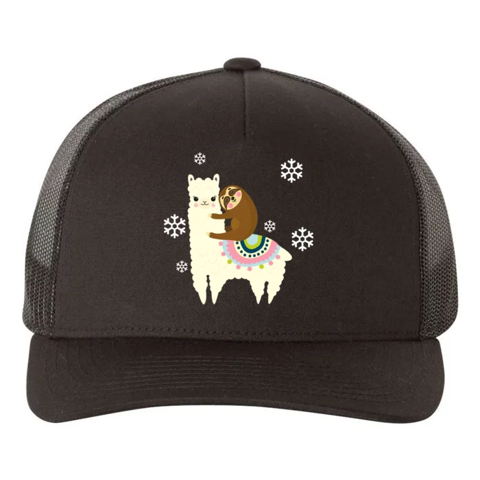 Sloth Riding Llama Yupoong Adult 5-Panel Trucker Hat