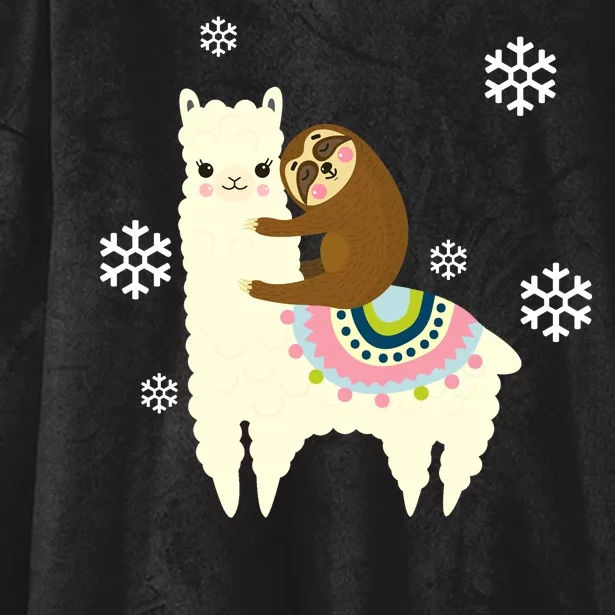 Sloth Riding Llama Hooded Wearable Blanket