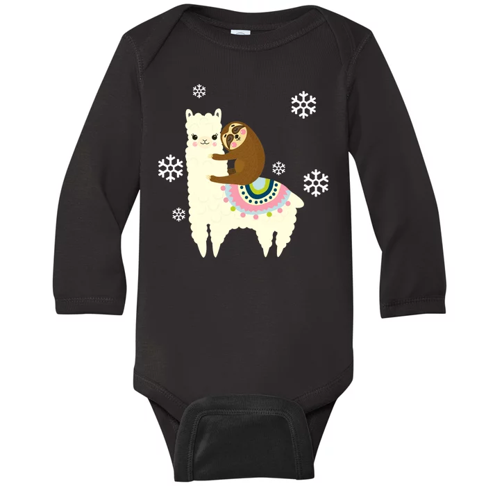 Sloth Riding Llama Baby Long Sleeve Bodysuit