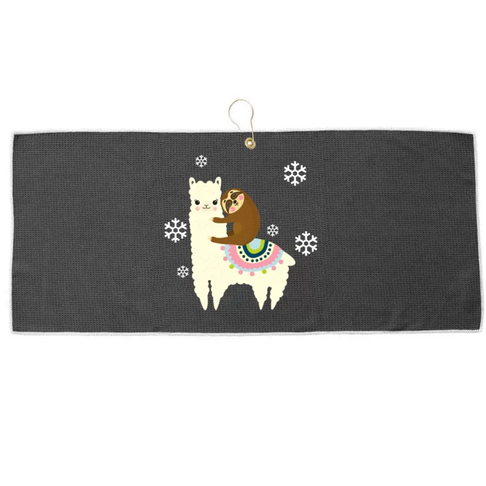 Sloth Riding Llama Large Microfiber Waffle Golf Towel