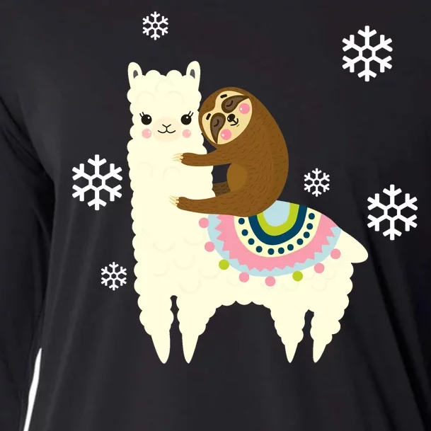 Sloth Riding Llama Cooling Performance Long Sleeve Crew