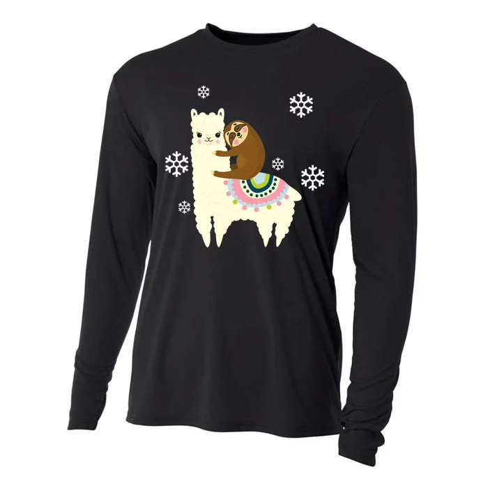 Sloth Riding Llama Cooling Performance Long Sleeve Crew