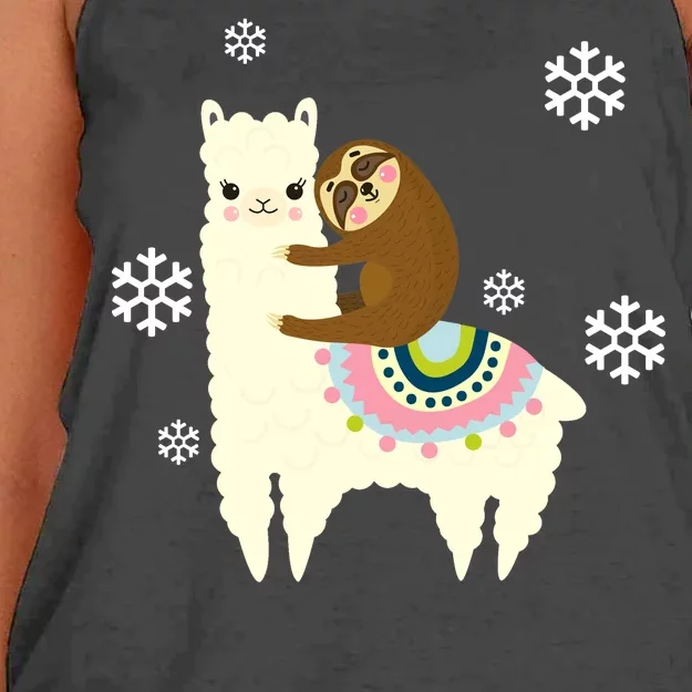 Sloth Riding Llama Women's Knotted Racerback Tank