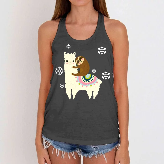 Sloth Riding Llama Women's Knotted Racerback Tank