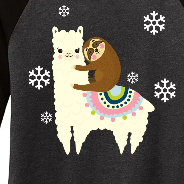 Sloth Riding Llama Women's Tri-Blend 3/4-Sleeve Raglan Shirt