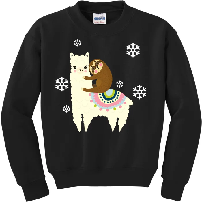 Sloth Riding Llama Kids Sweatshirt