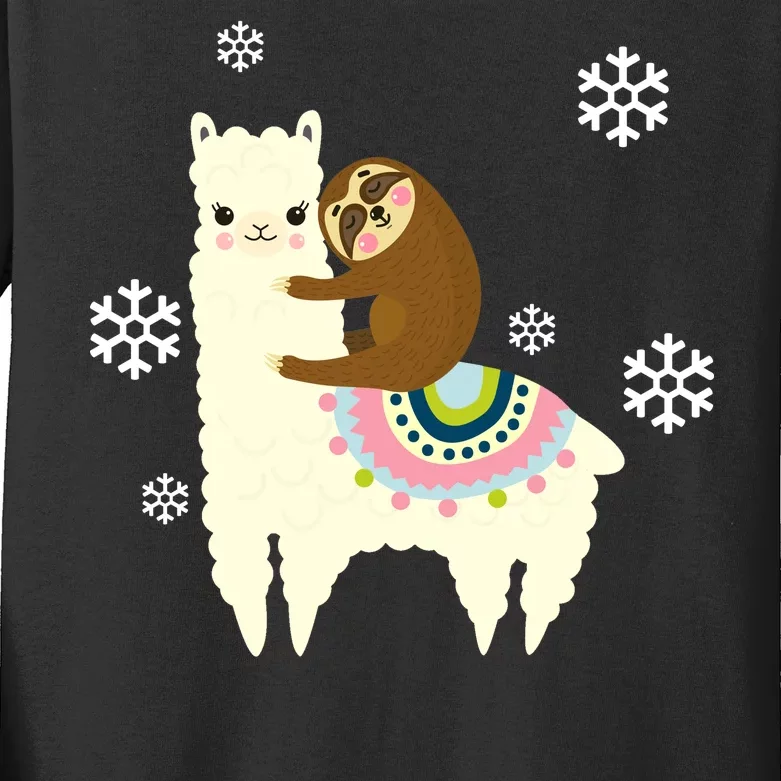 Sloth Riding Llama Kids Long Sleeve Shirt