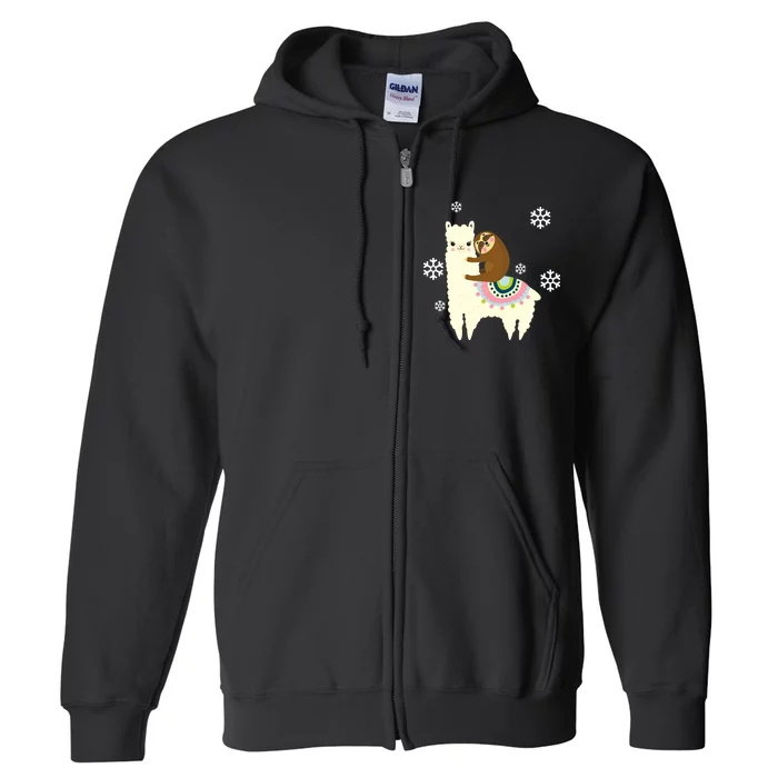 Sloth Riding Llama Full Zip Hoodie