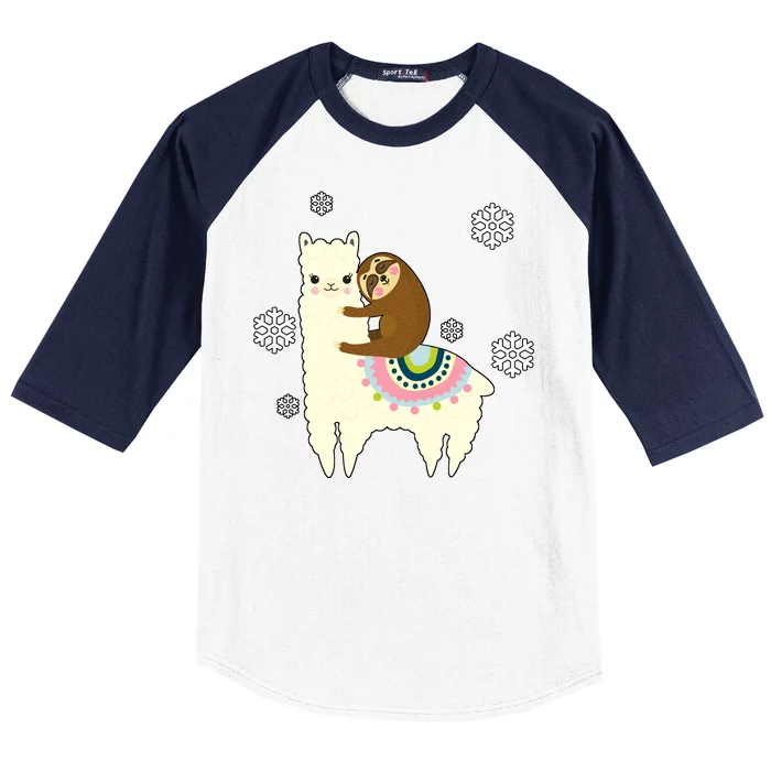 Sloth Riding Llama Baseball Sleeve Shirt