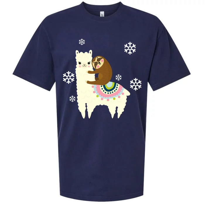 Sloth Riding Llama Sueded Cloud Jersey T-Shirt