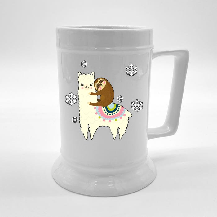 Sloth Riding Llama Front & Back Beer Stein