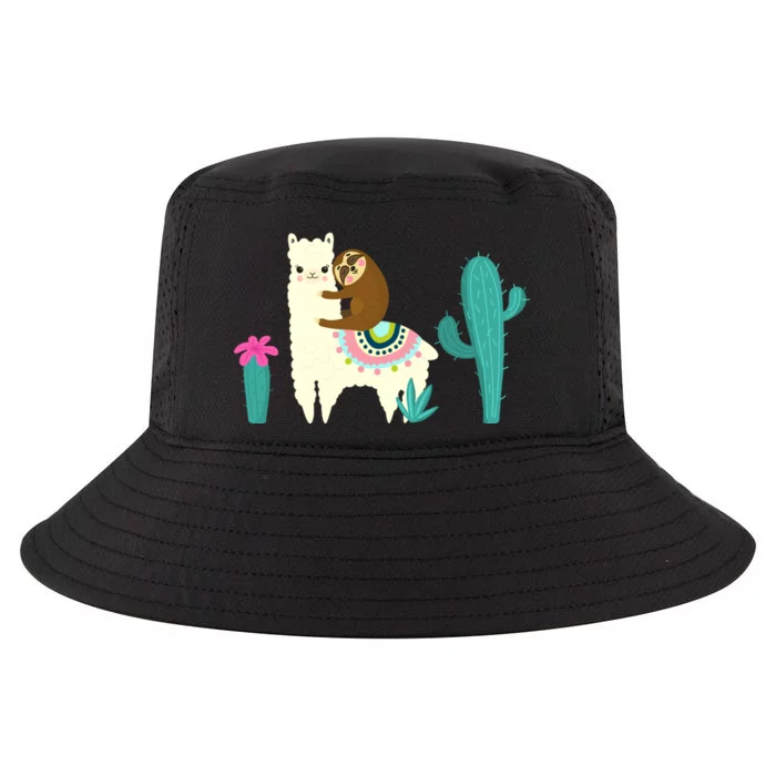 Sloth Riding Llama Funny Cactus Cool Comfort Performance Bucket Hat