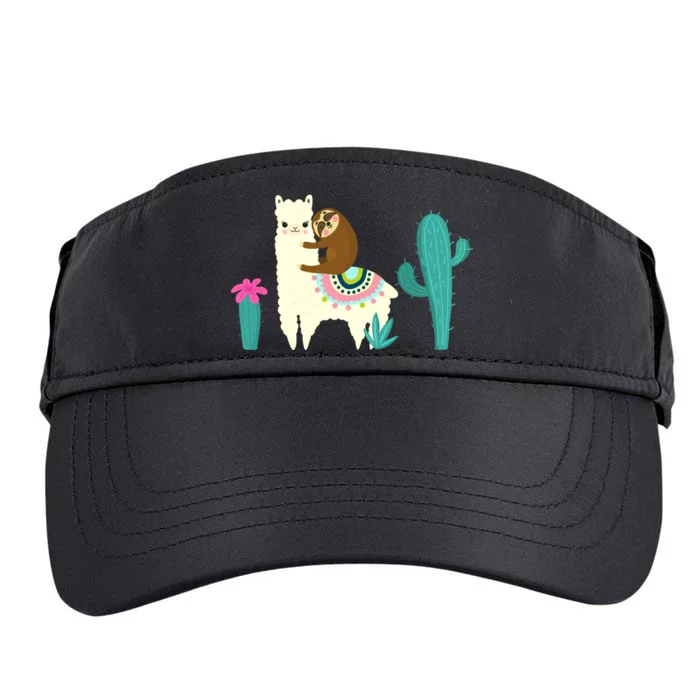 Sloth Riding Llama Funny Cactus Adult Drive Performance Visor