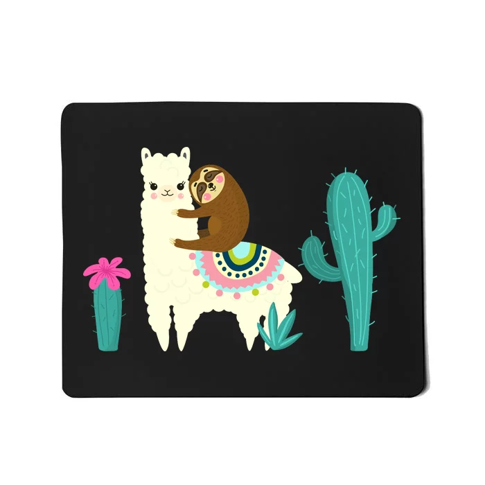 Sloth Riding Llama Funny Cactus Mousepad