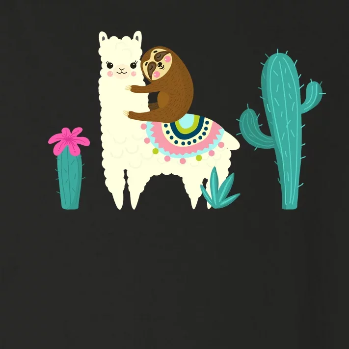 Sloth Riding Llama Funny Cactus Toddler Long Sleeve Shirt