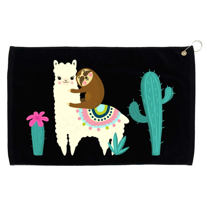 Sloth Riding Llama Funny Cactus Grommeted Golf Towel