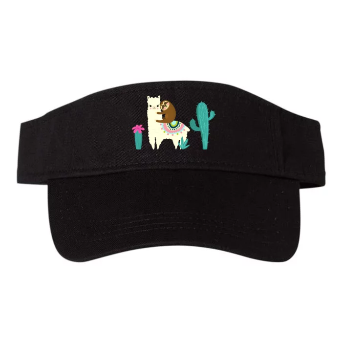 Sloth Riding Llama Funny Cactus Valucap Bio-Washed Visor