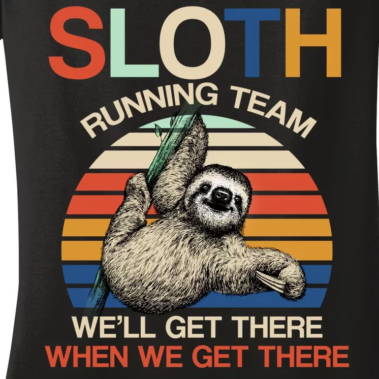 Sloth Running Team Funny Design Women's V-Neck T-Shirt