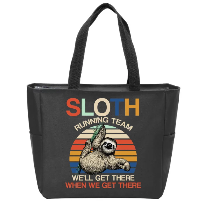 Sloth Running Team Funny Design Zip Tote Bag