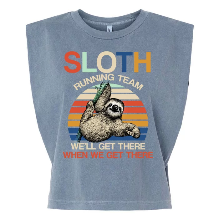 Sloth Running Team Funny Design Garment-Dyed Women's Muscle Tee