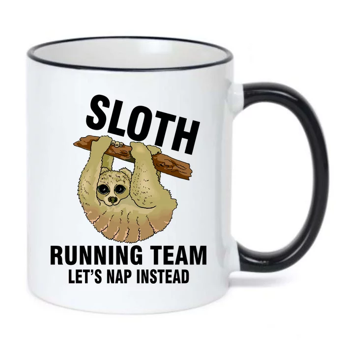 Sloth Running Team Let's Nap Instead Black Color Changing Mug