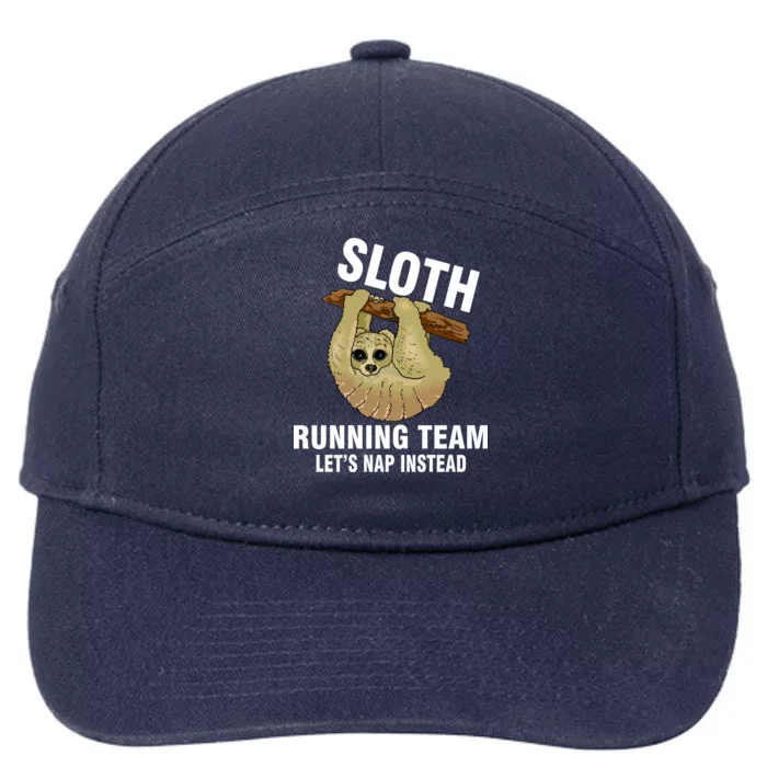 Sloth Running Team Let's Nap Instead 7-Panel Snapback Hat