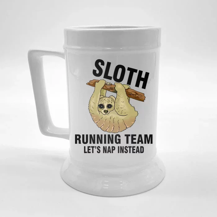 Sloth Running Team Let's Nap Instead Front & Back Beer Stein