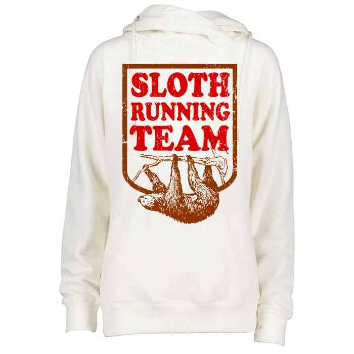 Sloth Running Team Vintage Womens Funnel Neck Pullover Hood