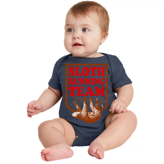 Sloth Running Team Vintage Baby Bodysuit