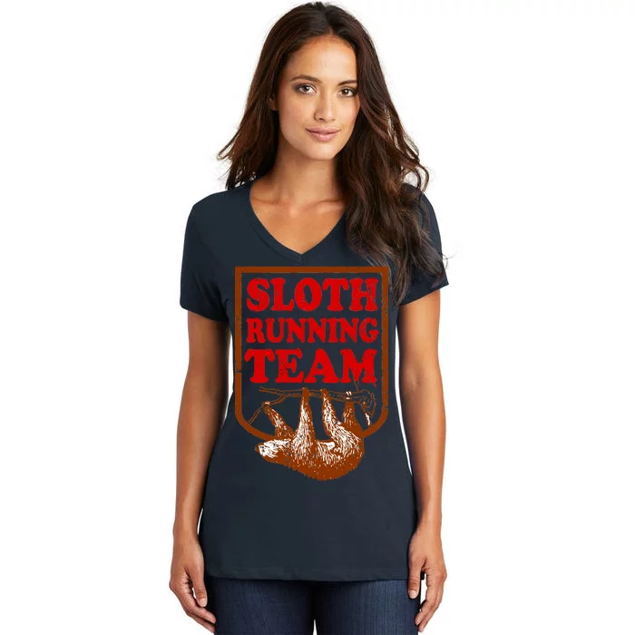 Sloth Running Team Vintage Women's V-Neck T-Shirt