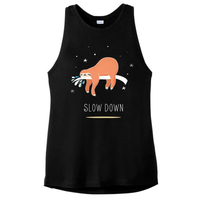 Sloth Slow Down Ladies Tri-Blend Wicking Tank