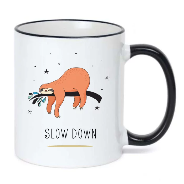 Sloth Slow Down Black Color Changing Mug