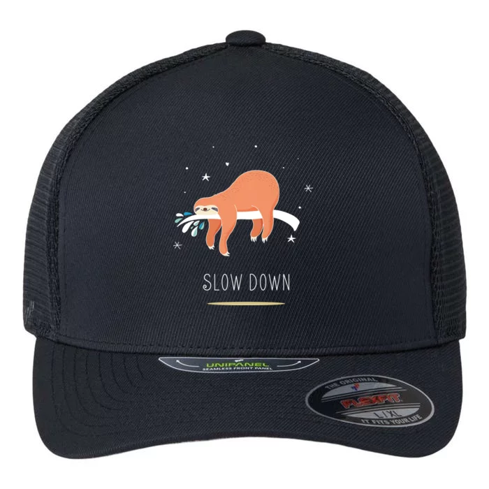 Sloth Slow Down Flexfit Unipanel Trucker Cap