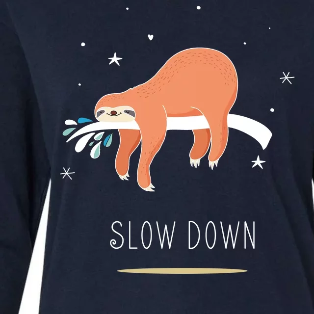 Sloth Slow Down Womens Cotton Relaxed Long Sleeve T-Shirt