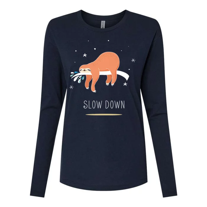 Sloth Slow Down Womens Cotton Relaxed Long Sleeve T-Shirt